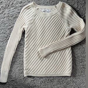 Old Navy Cream Ribbed Crew Neck Sweater